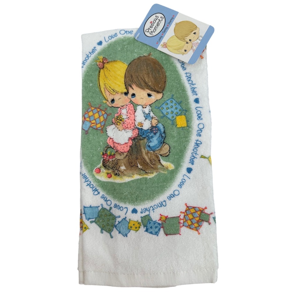 Precious Moments Love One Another Hand Towel White 2006 Vintage NWT Franco